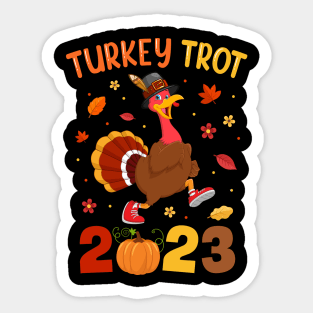 Turkey Trot 2023 Thanksgiving Turkey Running Runner Autumn Sticker